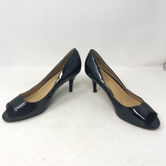 Lane Bryant Black Vegan Leather Peep Toe Pump Heel Size 10 - Picture 5 of 9